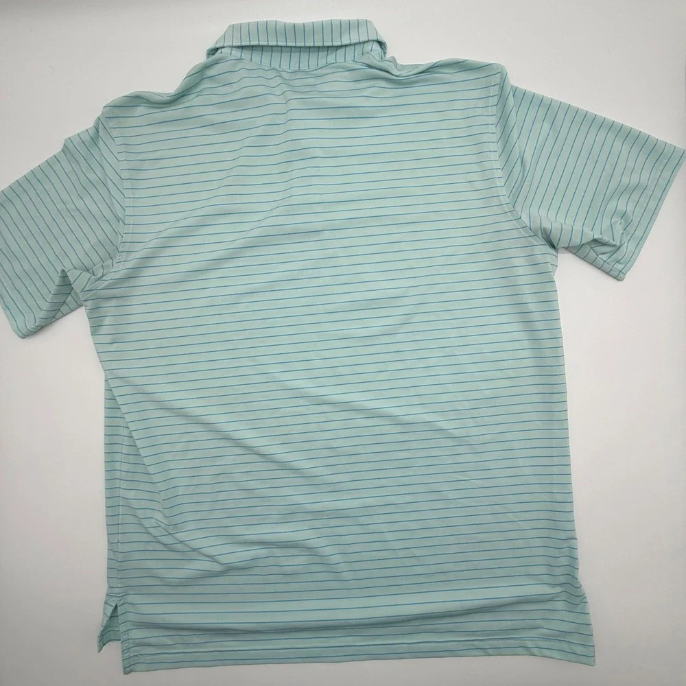 Peter Millar Summer Comfort Striped Golf Polo Shirt Mens XL Blue Teal Stripe